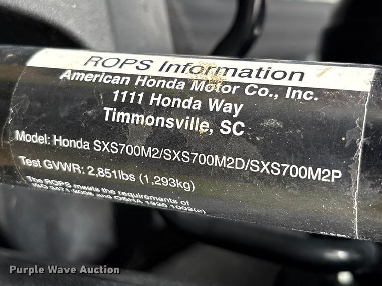 image for item FC2376 2025 Honda SXS700M utility vehicle
