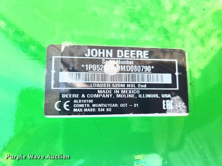 image for item YA3817 2021 John Deere 520M loader