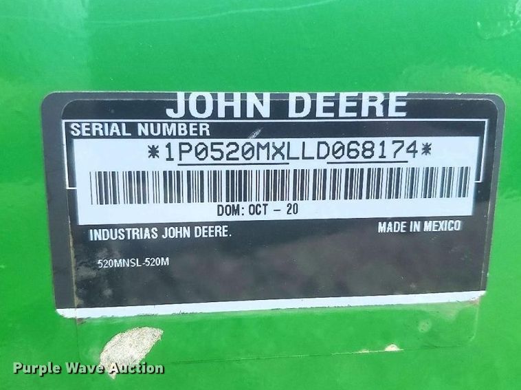 image for item YA3856 2020 John Deere 520M loader