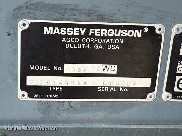 image for item YA3878 2002 Massey Ferguson 4355 MFWD tractor