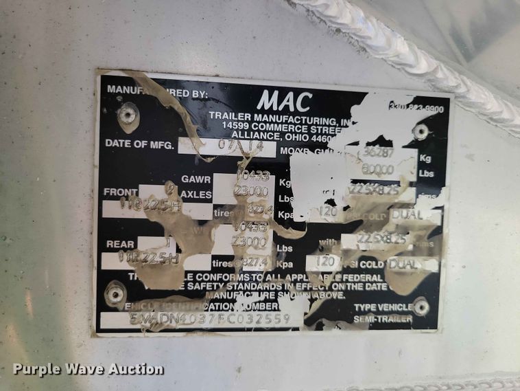 image for item EA2375 2015 Mac  end dump trailer