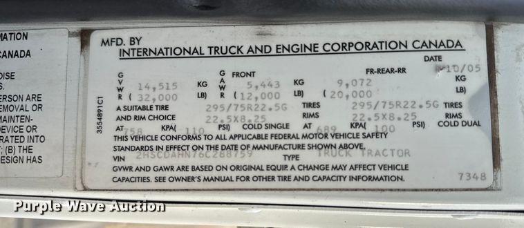 image for item EG1897 2006 International 9200i semi truck