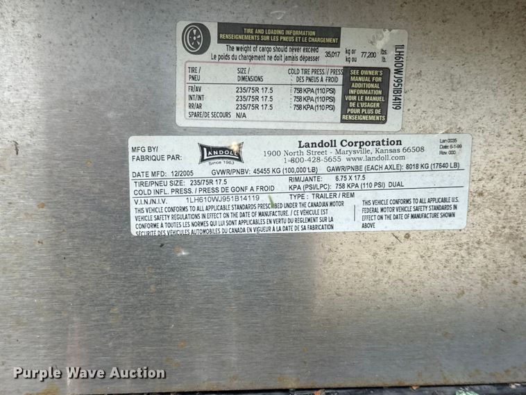 image for item EN0429 2005 Landoll 610B tilt deck equipment trailer