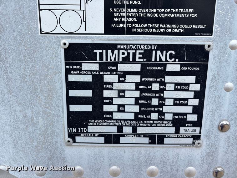 image for item ER3020 2005 Timpte Hopper grain trailer