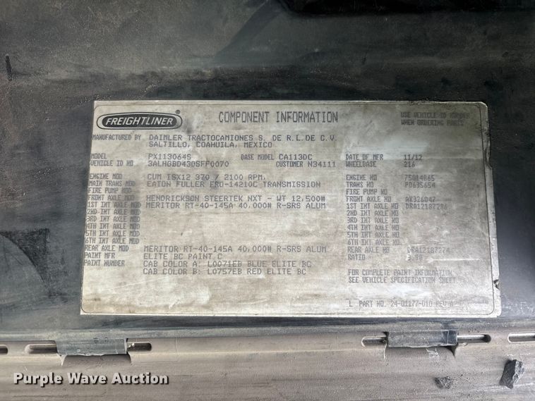 image for item ER7644 2012 Freightliner Cascadia fuel truck