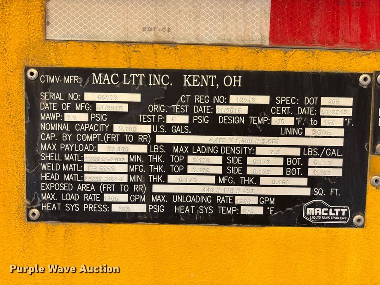 image for item ER7667 2016 MAC tank trailer