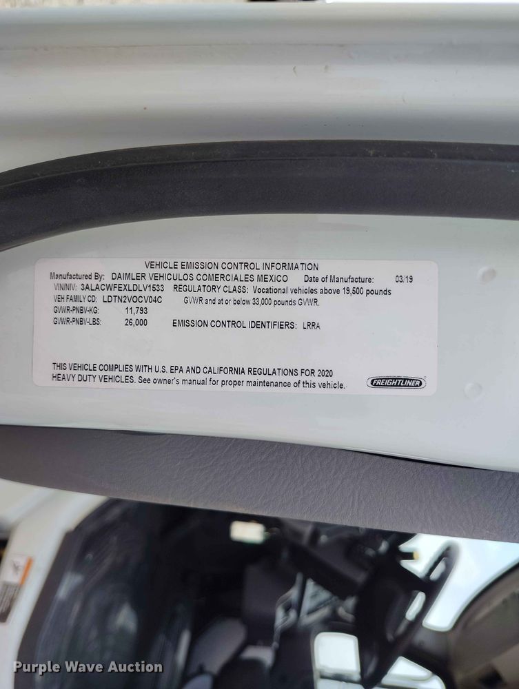 image for item EW1022 2020 Freightliner M2 106 box truck