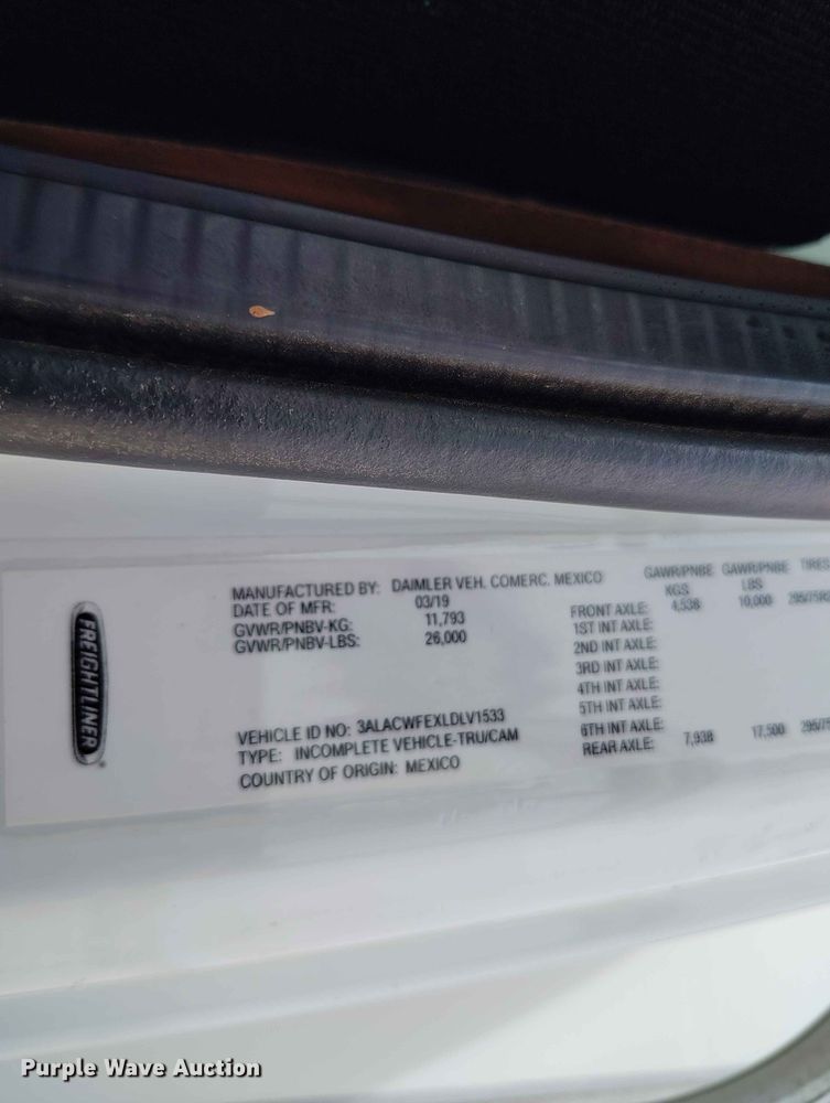 image for item EW1022 2020 Freightliner M2 106 box truck