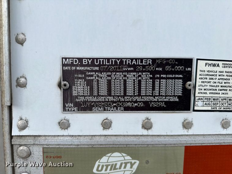 image for item FC3140 2012 Utility Trailer Manufacturer refrigerated van trailer