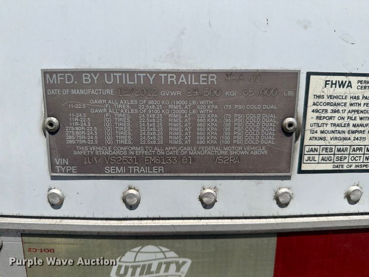 image for item FC3178 2014 Utility Trailer Manufacturer refrigerated van trailer