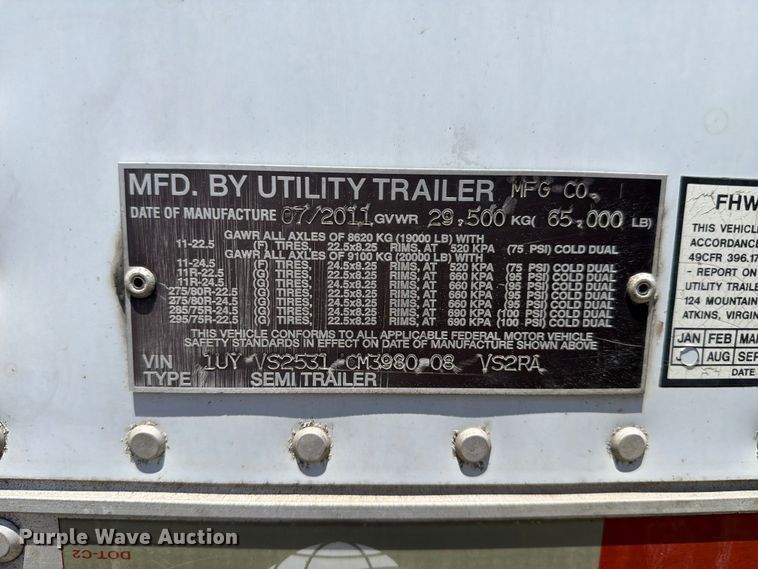 image for item FC3179 2012 Utility Trailer Manufacturer refrigerated van trailer