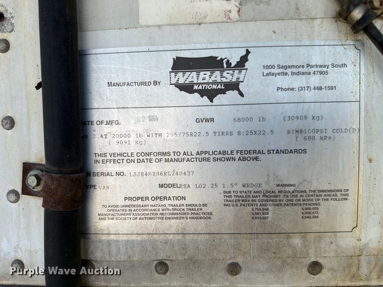 image for item FC3182 1994 Wabash refrigerated van trailer