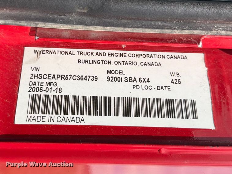 image for item FK0216 2007 International 9200i semi truck