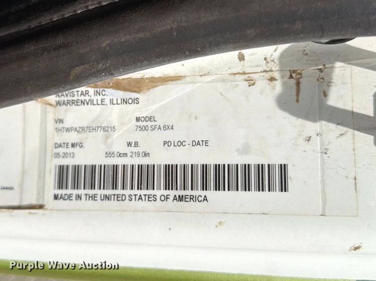 image for item FK0222 2014 International WorkStar 7500 dump truck
