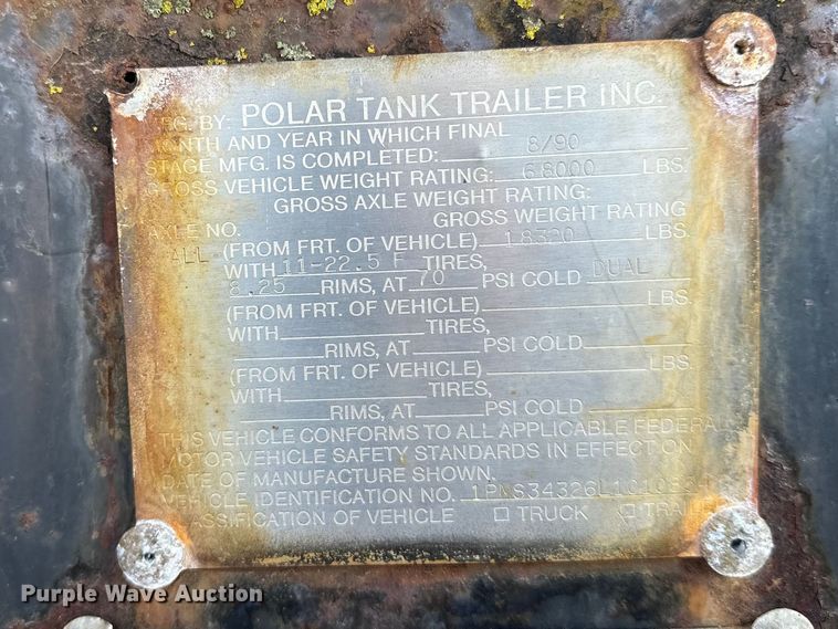 image for item FK1818 1990 Polar tank trailer