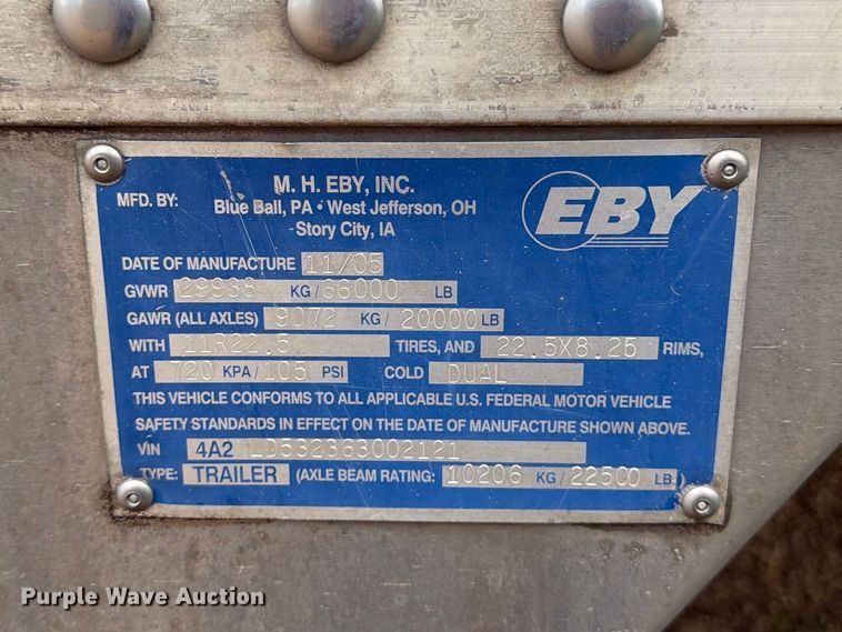 image for item FK4020 2006 Eby livestock trailer