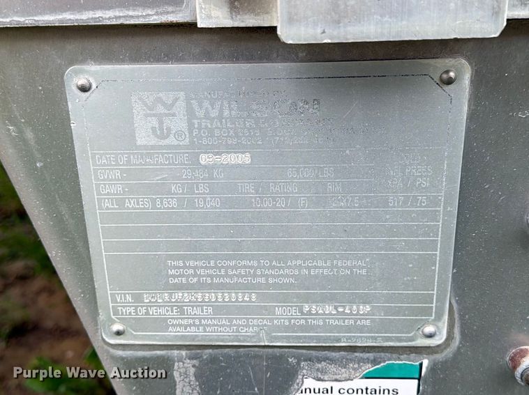 image for item FK4021 2006 Wilson Trailer Co. PSADL-400P livestock trailer