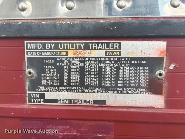 image for item FM7542 1995 Utility VS2RS refrigerated van trailer