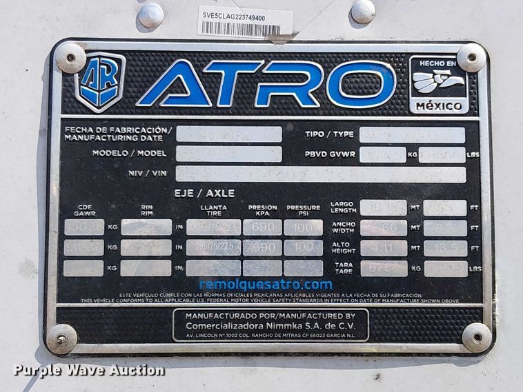 image for item YA2549 2023 Atro dry van trailer