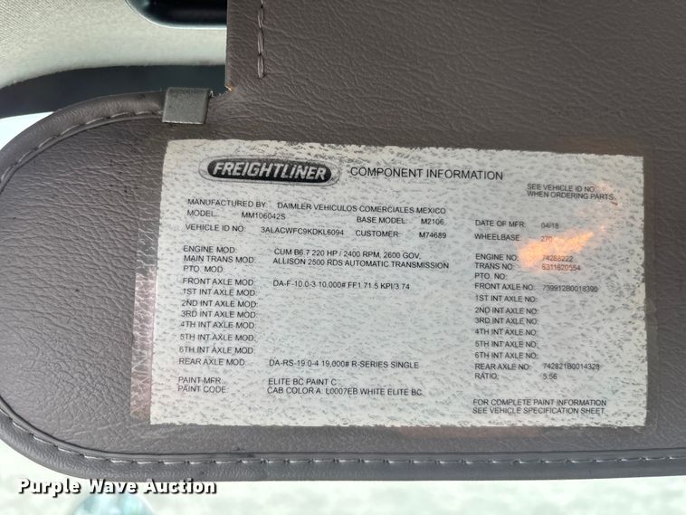 image for item YA2971 2019 Freightliner Business Class M2 box truck