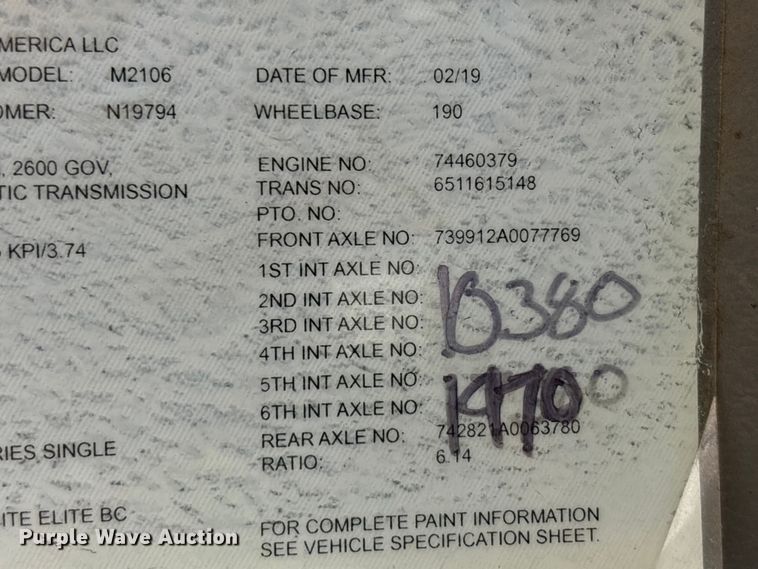 image for item YA3168 2020 Freightliner Business Class M2 bucket truck