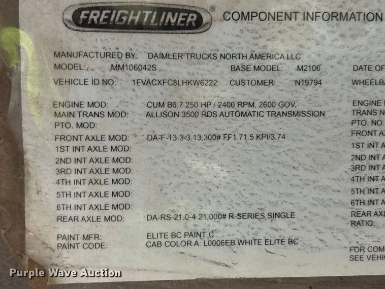 image for item YA3168 2020 Freightliner Business Class M2 bucket truck