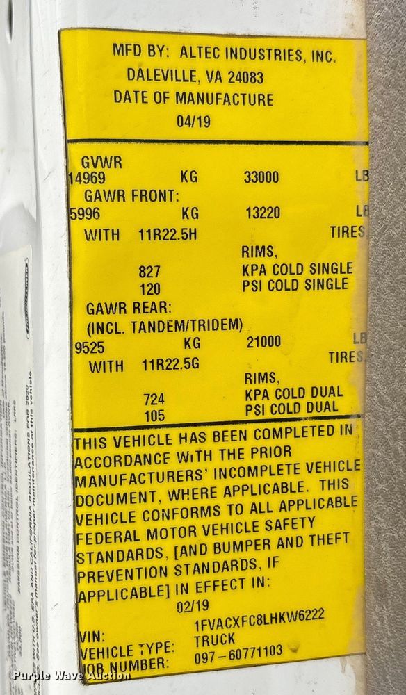 image for item YA3168 2020 Freightliner Business Class M2 bucket truck