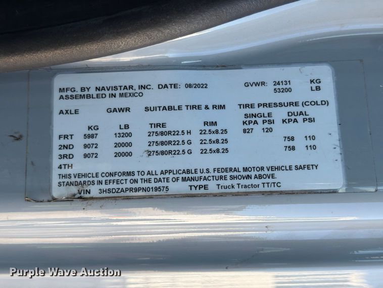 image for item YA3255 2023 International LT625 semi truck