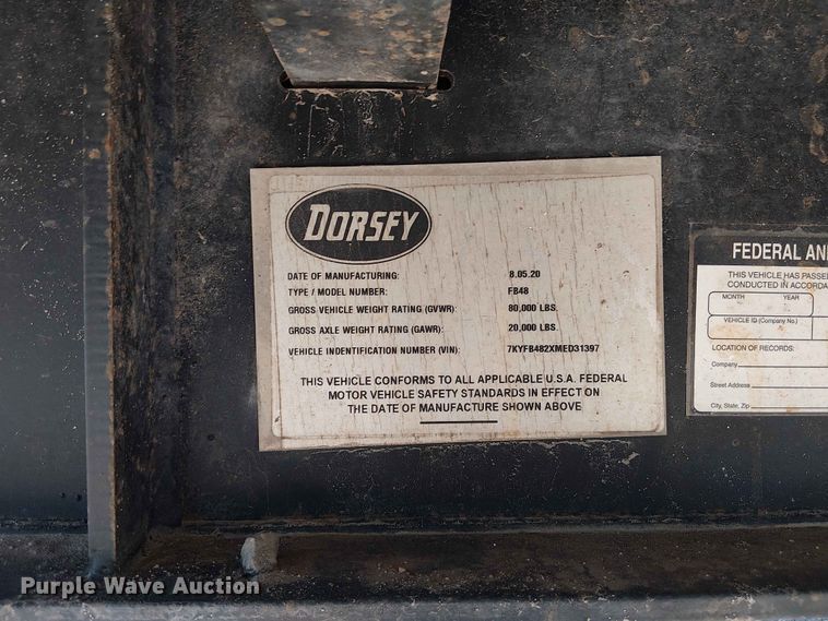 image for item YA3601 2021 Dorsey FB48 flatbed trailer