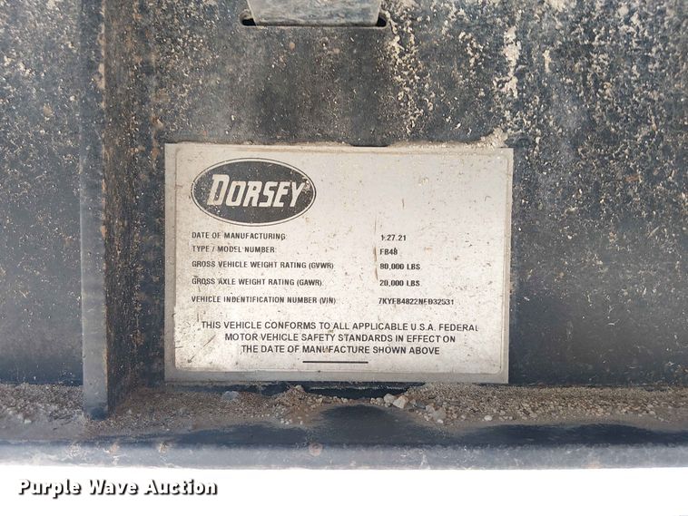 image for item YA3603 2022 Dorsey FB48 flatbed trailer