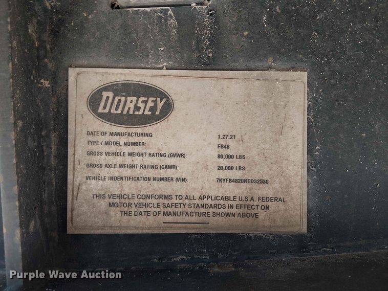 image for item YA3604 2022 Dorsey FB48 flatbed trailer