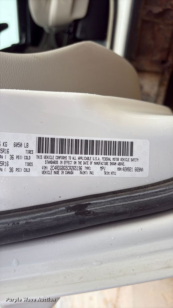 image for item DO5238 2012 Dodge Grand Caravan handicap accessible van