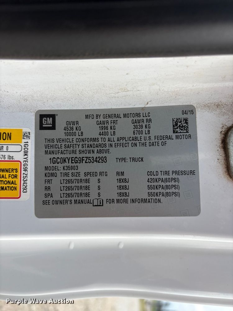 image for item DO5243 2015 Chevrolet Silverado 3500HD pickup truck