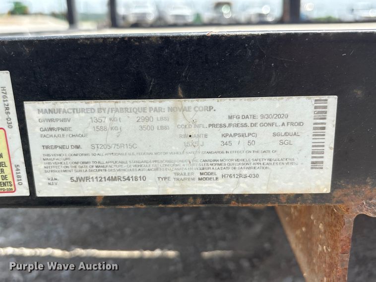 image for item DO5250 2021 H&H trailers H7612RS-030 utility trailer