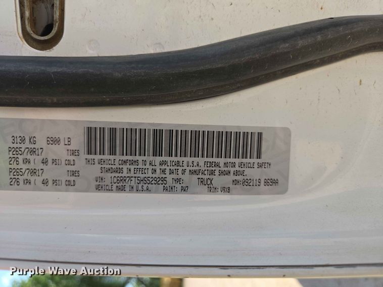 image for item DP8957 2017 RAM 1500 Ext. Cab pickup truck