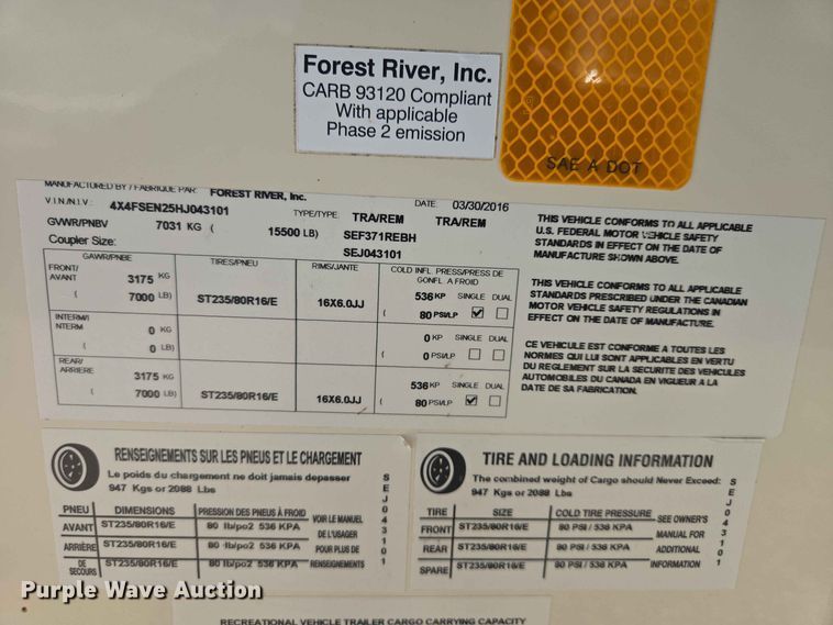 image for item DP8980 2017 Forest River Sierra camper
