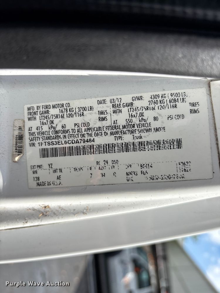 image for item DU6348 2012 Ford E350  van