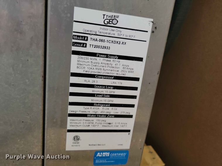 image for item DZ7335 2020 Argosy Buf 80 geothermal boiler