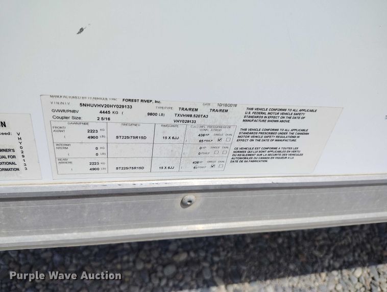 image for item ED0115 2017 Continental Cargo by Forest River enclosed cargo trailer