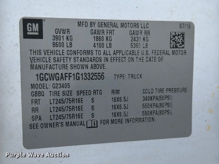 image for item ED5324 2016 Chevrolet Express 2500 van