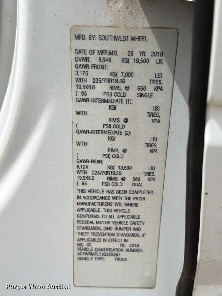 image for item ED5335 2018 RAM 5500 Crew Cab dump truck