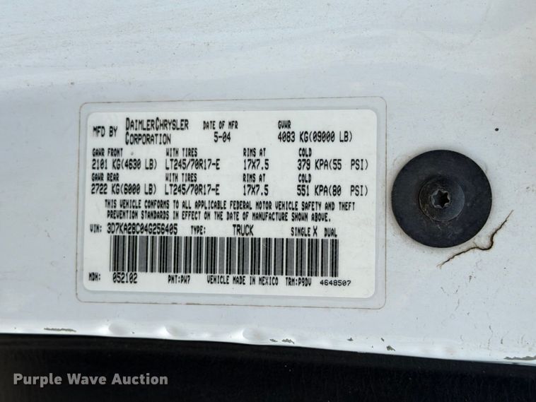 image for item ED5346 2004 Dodge Ram 2500 Crew Cab pickup truck