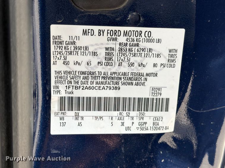 image for item ED5347 2012 Ford F250 Super Duty pickup truck