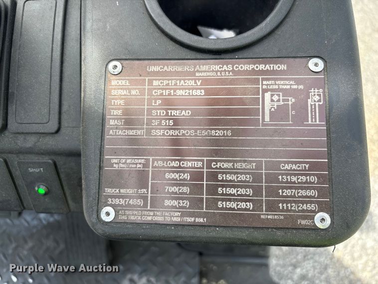 image for item EF1241 2018 UniCarriers CFS40 forklift