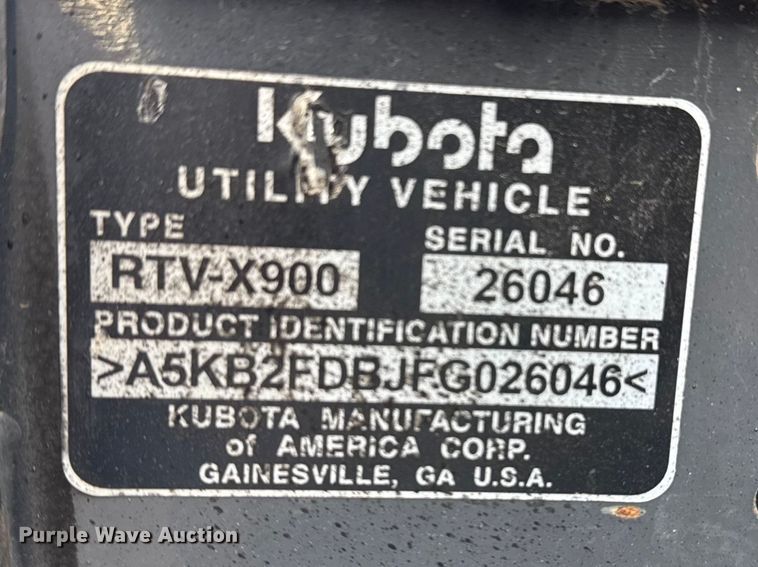 image for item EG8966 2015 Kubota RTV-X900 utility vehicle