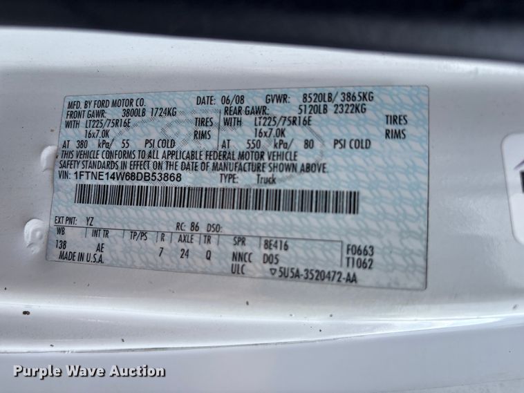 image for item EG9122 2008 Ford E150 handicap accessible prisoner transport van