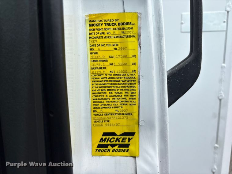 image for item EG9137 2007 Chevrolet C4500 box truck