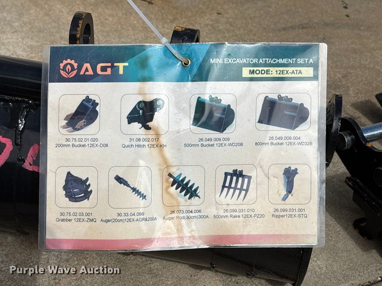 image for item EI5890 2026 AGT 12EX-ATA mini excavator attachments