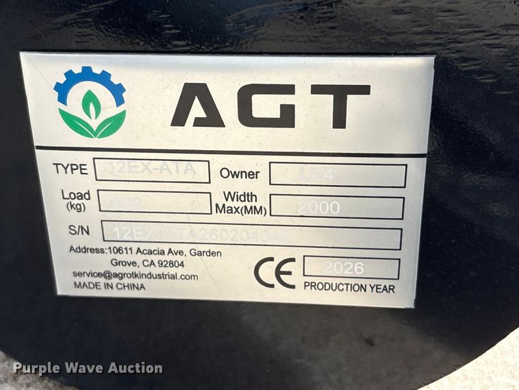 image for item EI5890 2026 AGT 12EX-ATA mini excavator attachments