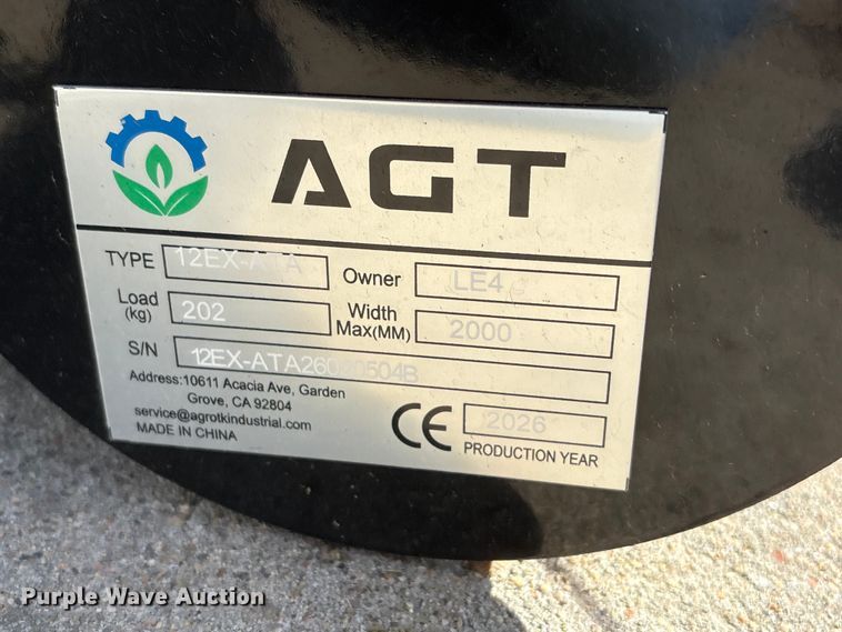 image for item EI5893 2026 AGT 12EX-ATA mini excavator attachments